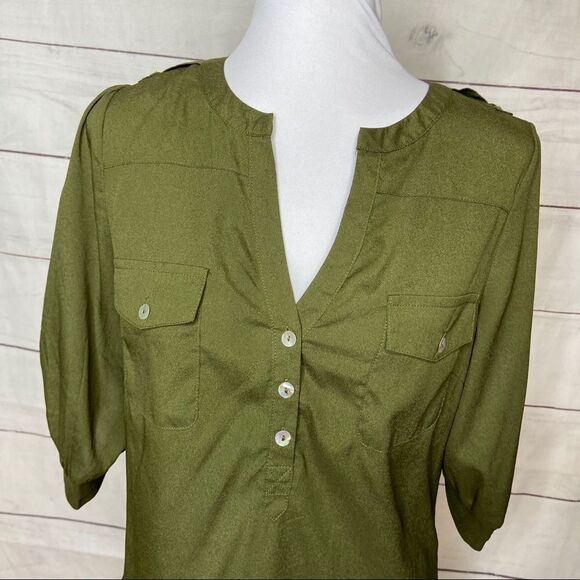 41 Hawthorn Stitch Fix olive popover small - Picture 2 of 8